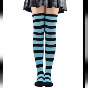 NWOT Black & Blue Tall Striped Socks